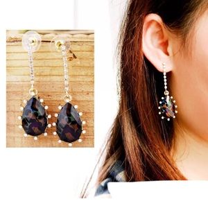 Crystal Rhinestone Water Drop Dot Dangle Earrings